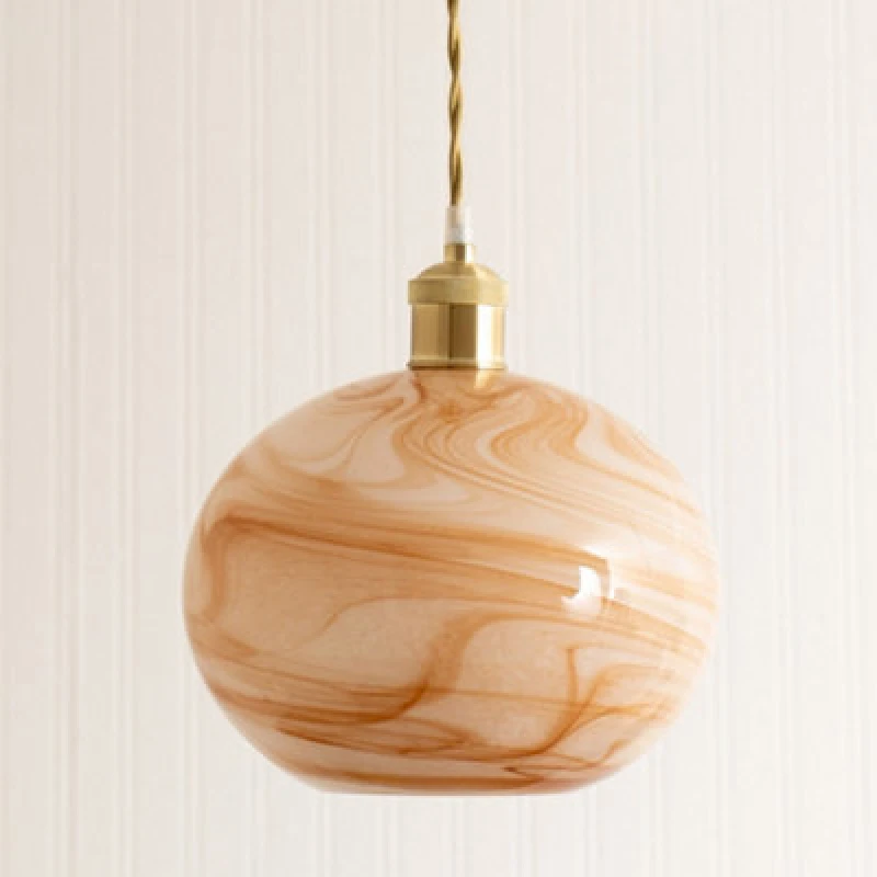 Image of ValueLights ValueLights Sookie Alabaster Marble Effect Glass Easy Fit Pendant Lamp Shade with LED Bulb in Cream Cream One Size Unisex 5059406065804