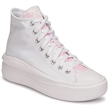Image of Converse CHUCK TAYLOR ALL STAR MOVE HYBRID FLORAL HI womens Shoes (High-top Trainers) in White,2.5