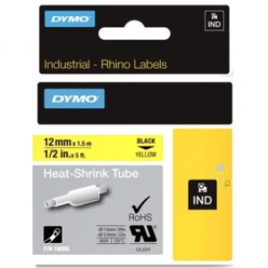 Image of Dymo 18056 Black on Yellow Label Tape 12mm x 1.5m
