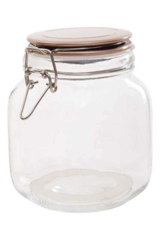 Image of Premier Housewares luca Luca Square 1050ml Glass Jar With Champagne Lid Clear