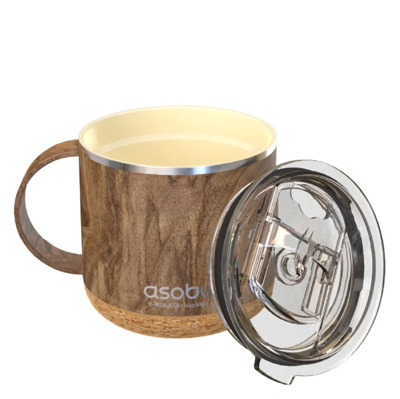 Image of asobu Infinite Double Wall Vacuum Insulated Mug Wood 470ml Brown