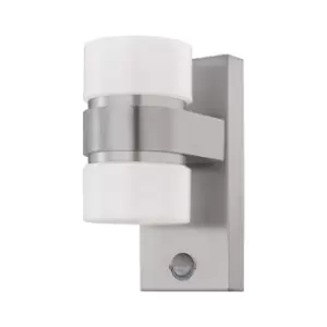 Image of IP44 Outdoor Wall Light & PIR Sensor Stainless Steel & Silver 6W Built in LED