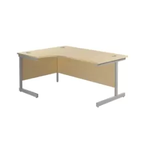 Image of 1600X1200 Single Upright Left Hand Radial Desk Maple - Silver + Desk High Ped