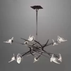 Image of Flavia Up-Down pendant light round 10 G9 bulbs, Black chrome