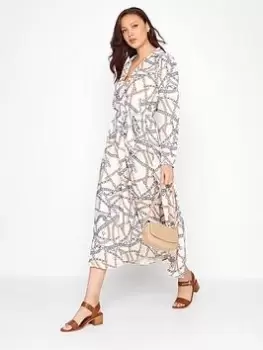 Image of Long Tall Sally Collared L/S Pleated Dress - Natural, Size 16, Women