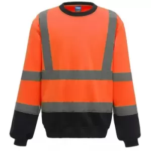 Image of Yoko Unisex Adult Hi-Vis Sweatshirt (S) (Orange/Navy) - Orange/Navy