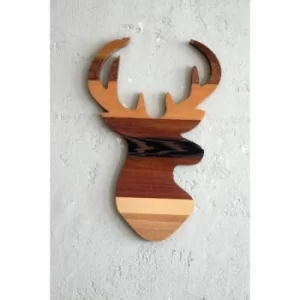 Image of Wood Deer Brown Decorative Wooden Wall Accessory