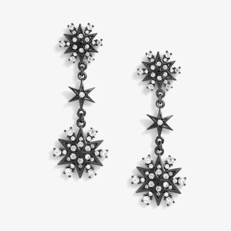 Image of Jon Richard Hematitie Plated Celestial Earrings Black