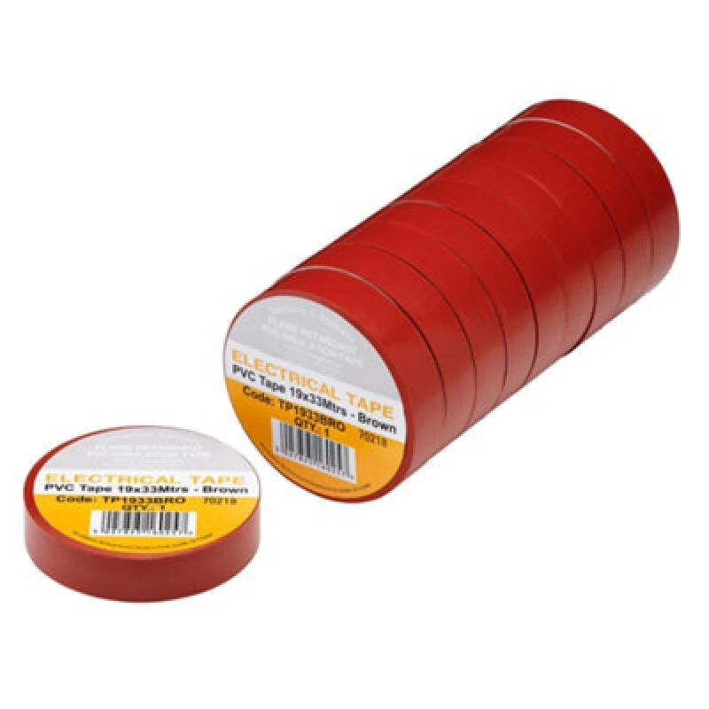 Image of Draper PVC Electrical Insulation Tape Pack of 10 Brown 19mm 33m TP1933BRO