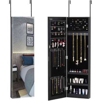 Image of Jewellery Cabinet Hanging Cabinet Wall & Door Mount With / Without LEDs Black - Casaria