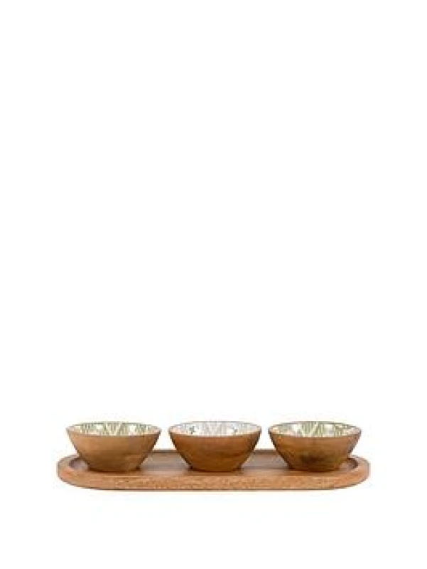 Image of Crossland Grove Athena Wooden Nibble Bowls Set of 3, Brown 5.06109E+12