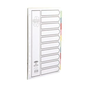 Image of Concord Recycled Dividers 230 micron Card with Coloured Tabs 10-Part A4 White Ref 48199
