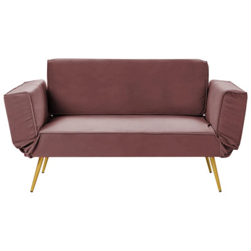 Image of Beliani Sofa Bed 2 Seater Saarela Velvet Pink