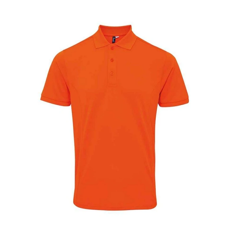 Image of Premier Premier Men Coolchecker Plus Piqu Polo Shirt in Orange Size: Small Orange S Male 5063527592026