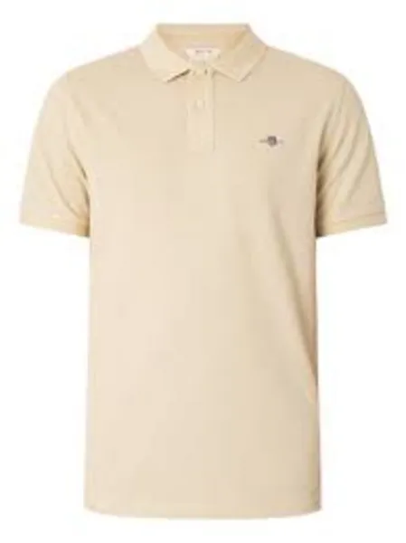 Image of Gant Regular Shield Pique Polo Shirt Silky Beige 3XL