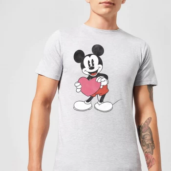 Image of Disney Mickey Mouse Heart Gift T-Shirt - Grey - XS - Grey