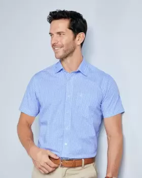 Image of Cotton Traders Mens Easy Care Classic Short Sleeve Shirt in Blue
