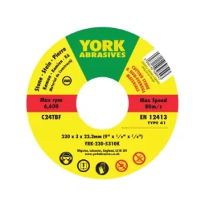 Image of 230 X 3 X 22MM C24 R-BF Reinforced Silicon Carbide Stone Cutting Disc, Flat Type 41