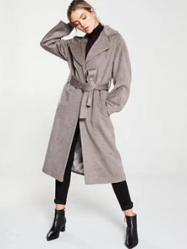 Image of Whistles Darcey Drawn Belted Wrap Coat - Grey