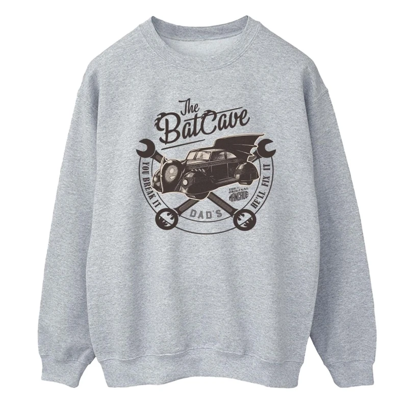 Image of Batman Batman Men The Batcave Car Sweatshirt in Grey Size: Small Grey S Male 5063376539913