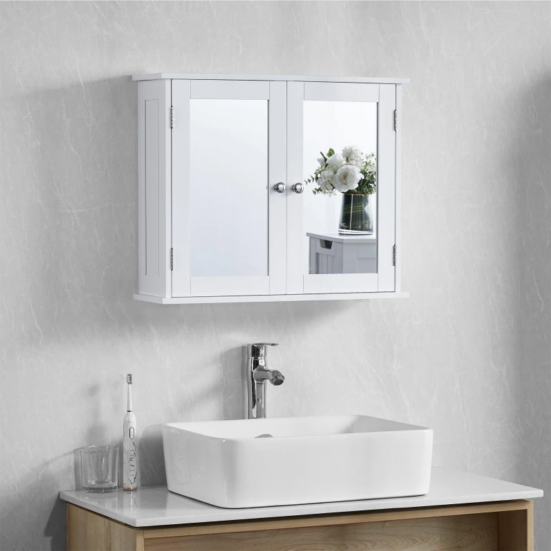 Image of Lassic Bath Vida Priano 2 Door Mirrored Wall Cabinet White unisex 2 Door