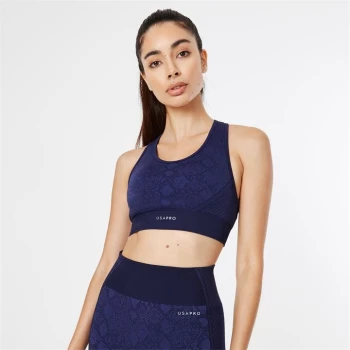 Image of USA Pro Seamless Wide Strapped Sports Bra - Navy/Snake
