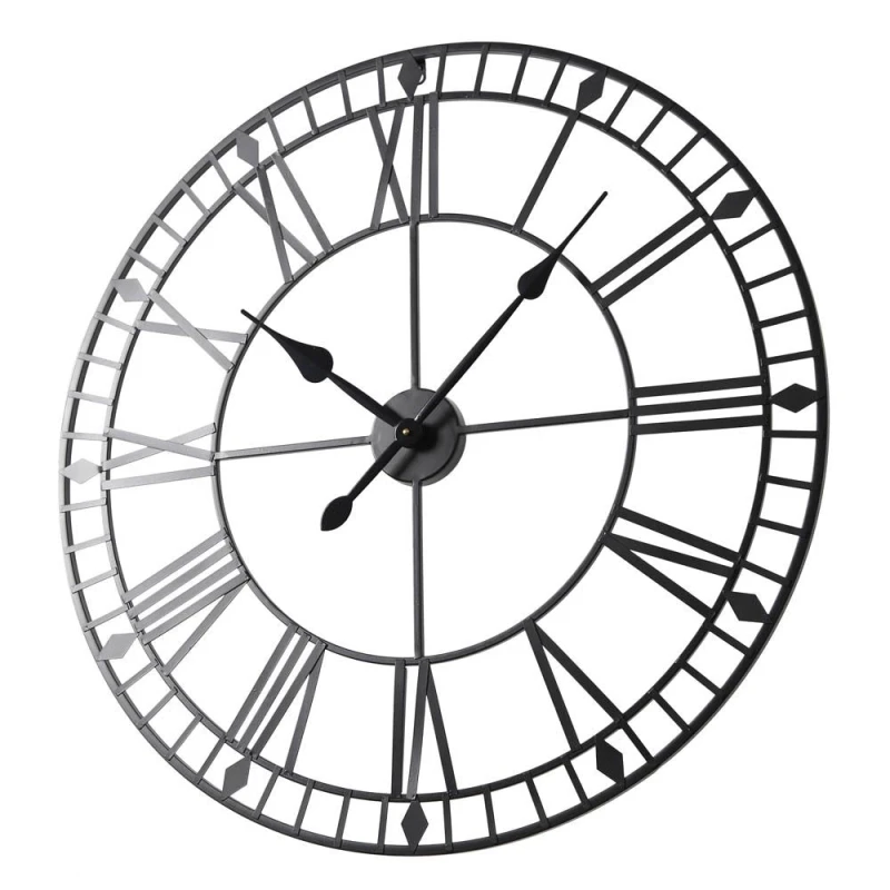 Image of Home Garden Direct EOS - Skeleton Wall Clock with Roman Numerals - 80x80cm in Black Size: 80x80cm Black Unisex 80x80 cm