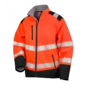 Image of Result Adults Unisex Safe-Guard Ripstop Safety Soft Shell Jacket (XXL) (Fluorescent Orange/Black)