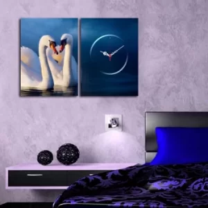 Image of 2P3040CS-153 Multicolor Decorative Canvas Wall Clock (2 Pieces)