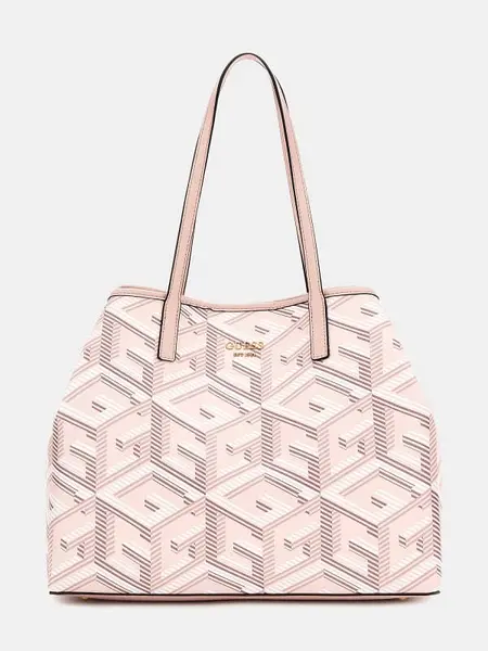 Image of Guess Vikky G Cube Logo Shopper 14788655 Pink