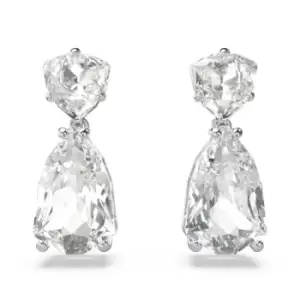 Image of Mesmera Mixed Cuts White Rhodium Plated Drop Earrings 5661683