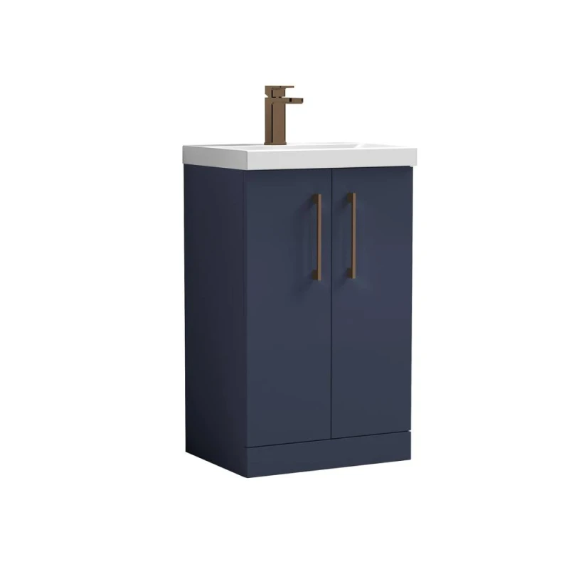 Image of BALTERLEY Balterley Level Modern Bathroom 2 Soft Close Door & Mid-Edge Vanity Unit Basin, Midnight Blue, 500mm BALARN2901AH1516