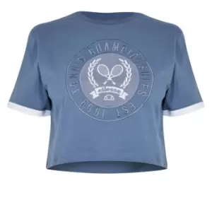 Image of Ellesse Womens Classic Embroidered Crop Top - Blue