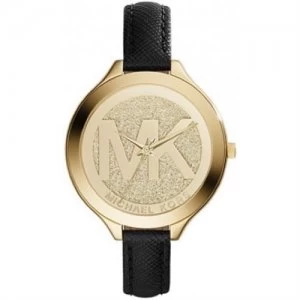 Image of Michael Kors Ladies Slim Runway Gold Plated Watch - MK2392