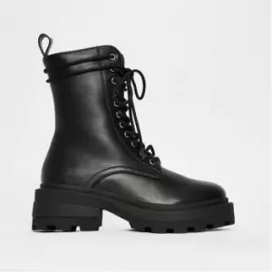 Image of Missguided Lace Up Wrap Around Chunky Sole Ankle Boots - Black