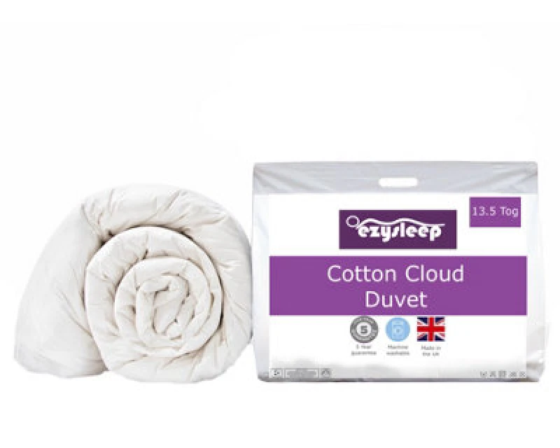 Image of Ezysleep Ezysleep 13.5 Tog Feels Like Down Cotton Cloud Duvet in White Size: Single White Single Unisex 5034567875257