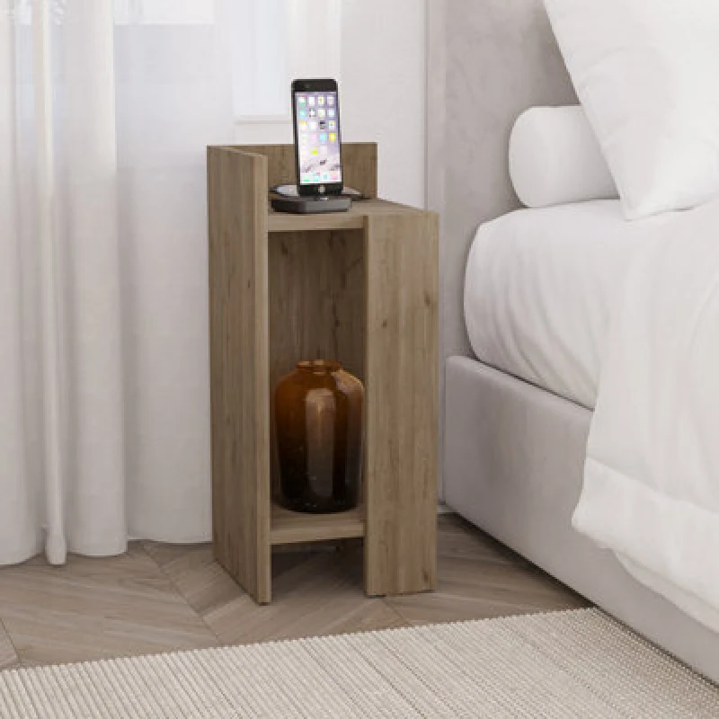 Image of Decortie Elos Modern Bedside Table Left Module Narrow Dark Oak Effect 25Cm