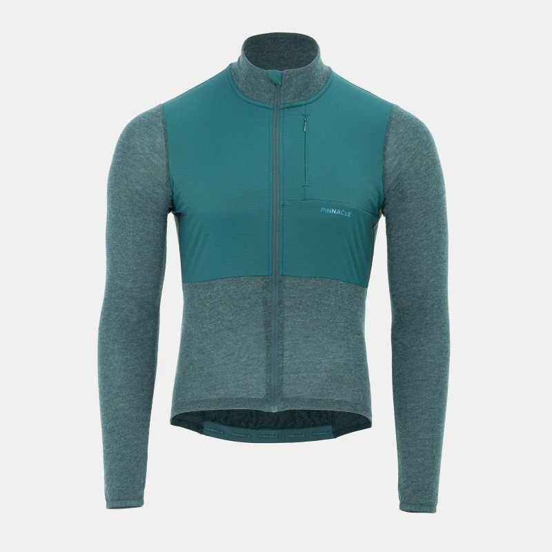 Image of Pinnacle Merino Long Sleeve Jersey Mens Green Marl male Small