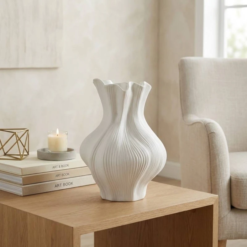 Image of Garden Greatness Maison Wavy Ribbed Blanc Vase Size: 1 Pack Multicolor Unisex 1 Pack