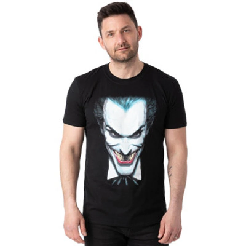 Image of (2XL) DC Comics Joker T-Shirt Mens Clown Face Short Sleeve Black Top