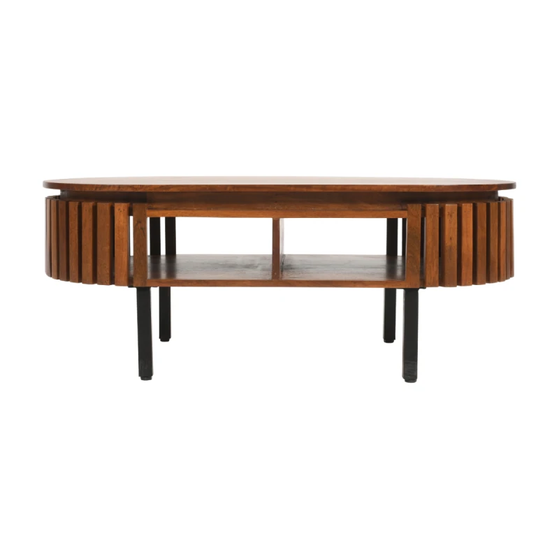 Image of Indian Hub Slatted Mango Wood Rectangular Coffee Table