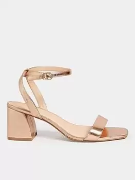 Image of Yours Extra Wide Fit Mid Block Heel Sandal Two Strap Rose Gold, Size 9Eee, Women