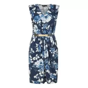 Image of Mela London Navy Floral Jersey Pocket Dress - Blue