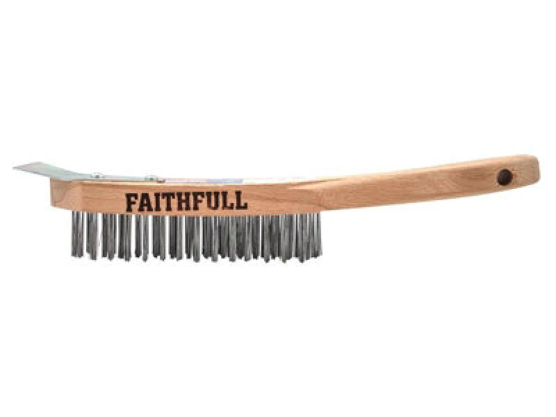 Image of Faithfull Heavy Duty Wire Scratch Brush and Scraper FAI6804SRF Rows: 4 Rows