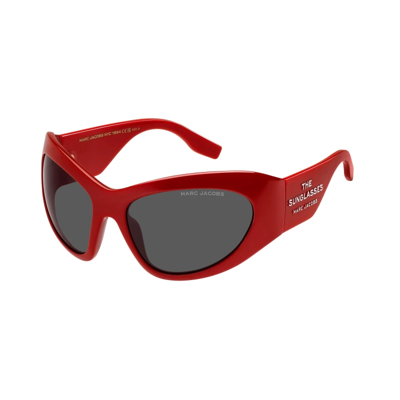 Image of Marc Jacobs Womens Rectangular Round Sunglasses Red female 62 cm