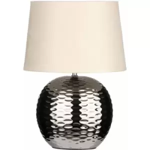 Image of Premier Housewares - Beige Fabric Shade Dimple Effect Table Lamp