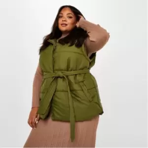 Image of I Saw It First Plus Size Belted Padded Gilet - Green