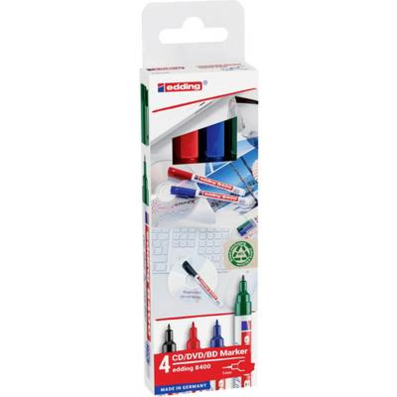 Image of Edding Edding 4-8400-4-2 CD/DVD marker Black, Green, Red, Blue 0.5 mm, 1mm 4-8400-4-2