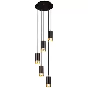 Image of Luminosa Phelps 5 Light Round Ceiling Pendant GU10, Black, Painted Gold
