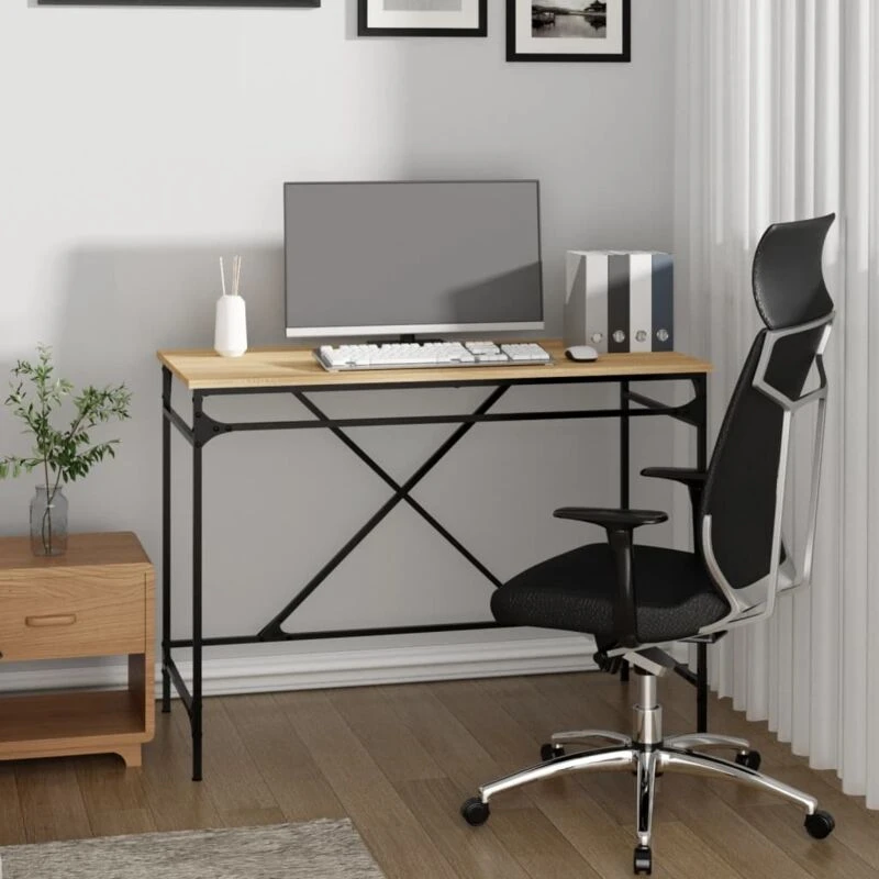 Image of VIDAXL Desk Sonoma Oak 100x50x75cm Engineered Wood and Iron Vidaxl 8720845742201